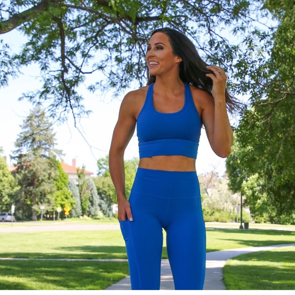 Four Athletics PaleOMG azure crop leggings.